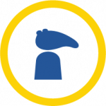 Single plain blue anteater icon